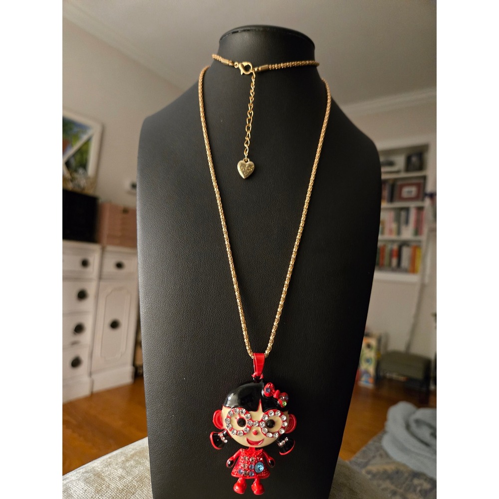 Betsey Johnson Articulated Anime Doll Necklace Vintage Rare